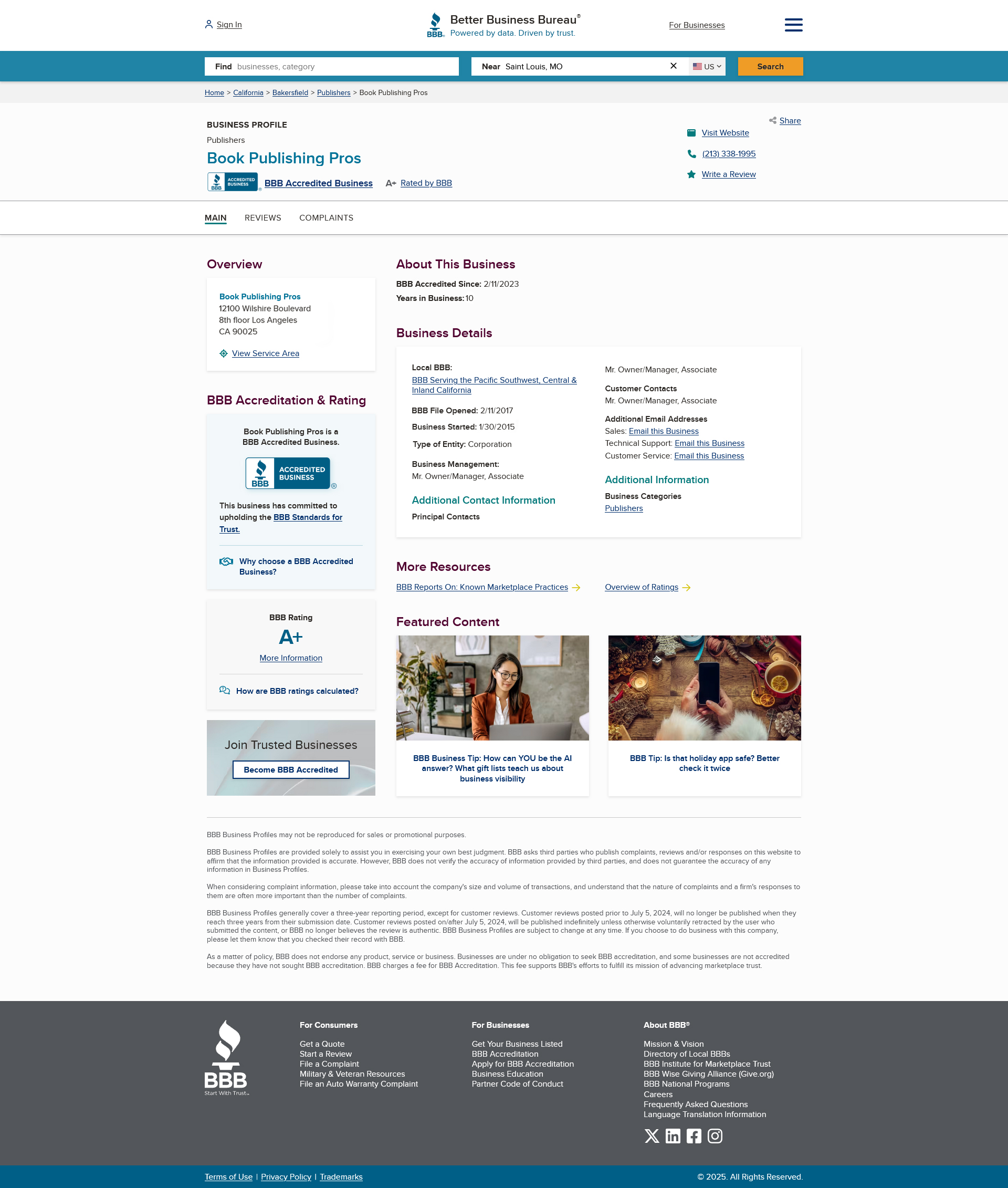 Book Publishing Pros BBB Business Profile